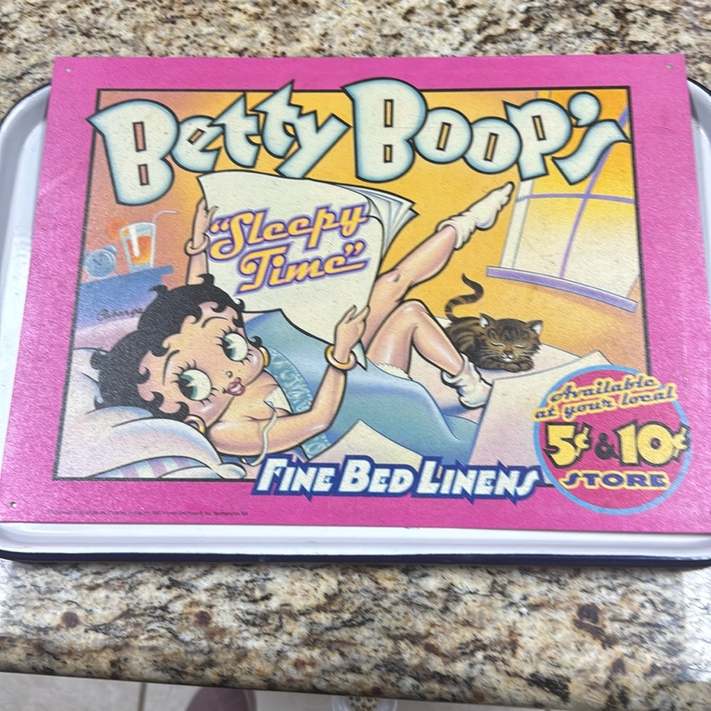 Betty Boop Metal Linens Wall Art - Pink & Yellow